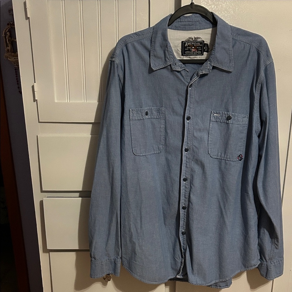 American Living Blue Casual Button-Down Shirt